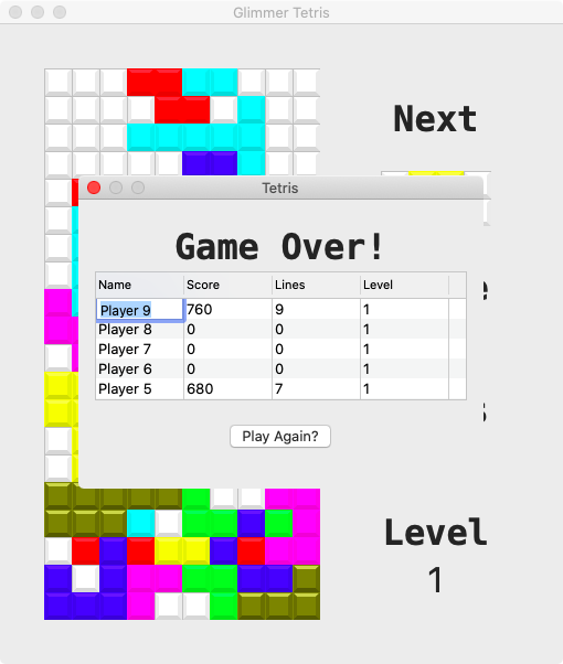 Glimmer Tetris High Score Dialog